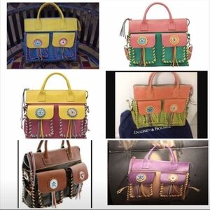*RARE* DOONEY & BOURKE Vintage‎ 90s Green/Orange/Pink  Bolero Leather Handbag